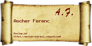 Ascher Ferenc névjegykártya