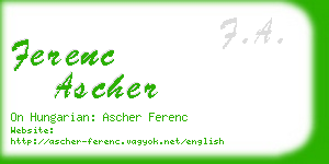 ferenc ascher business card